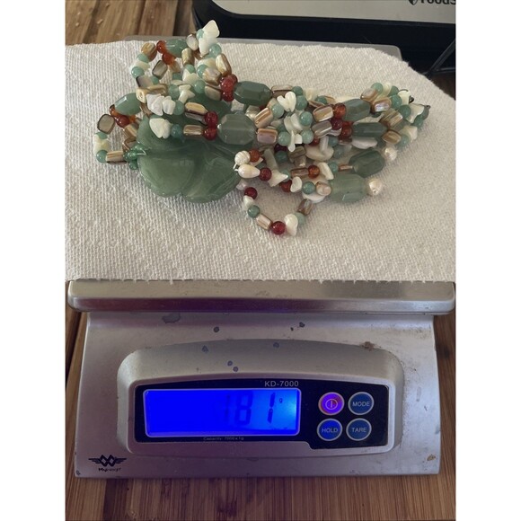 CHINESE MULTI JADE/PEARL/JADEITE 28 in 8mm-12mm Round  BEAD W/925 CLASP NECKLACE - Picture 4 of 4